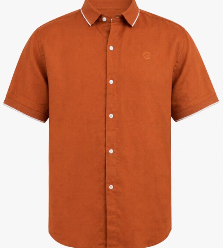 Premium Burnt Orange Rimi Cotton Half Sleeve Shirt