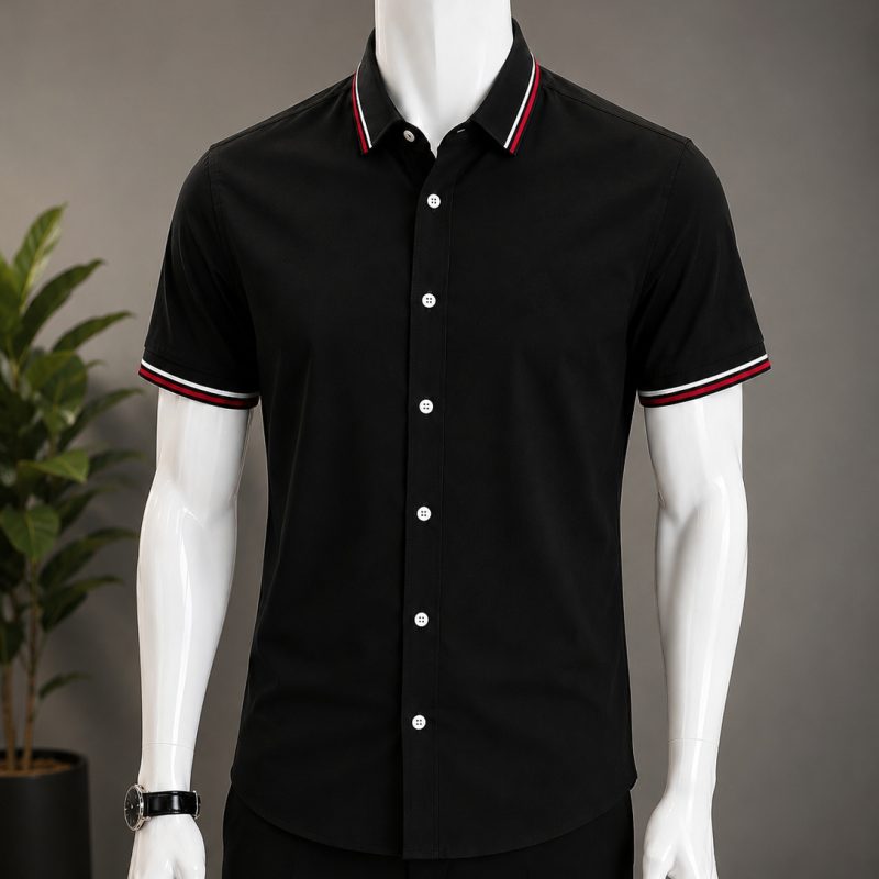 new style black rib shirt