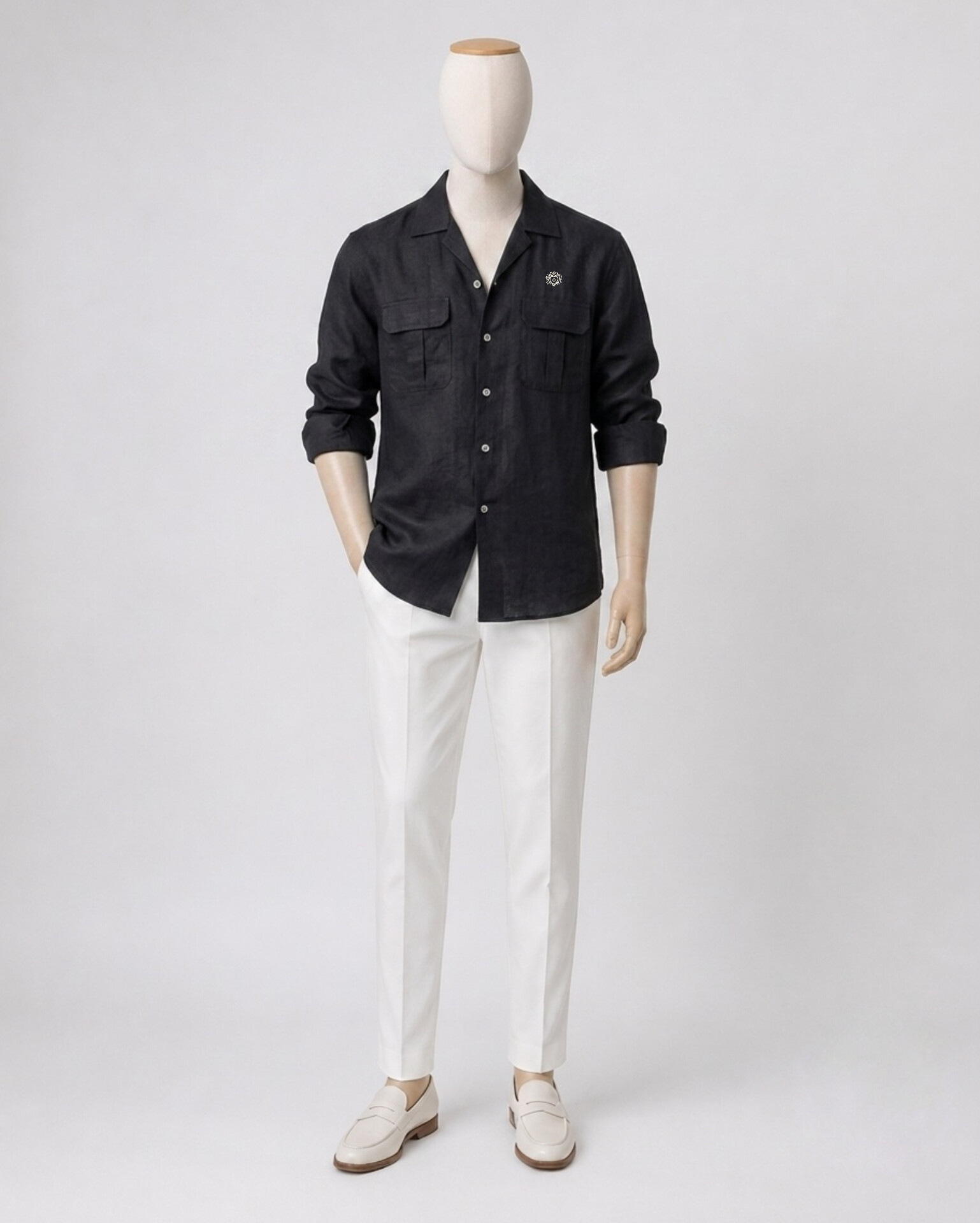 Qben Black Casual Full Sleeve Shirt - Image 4