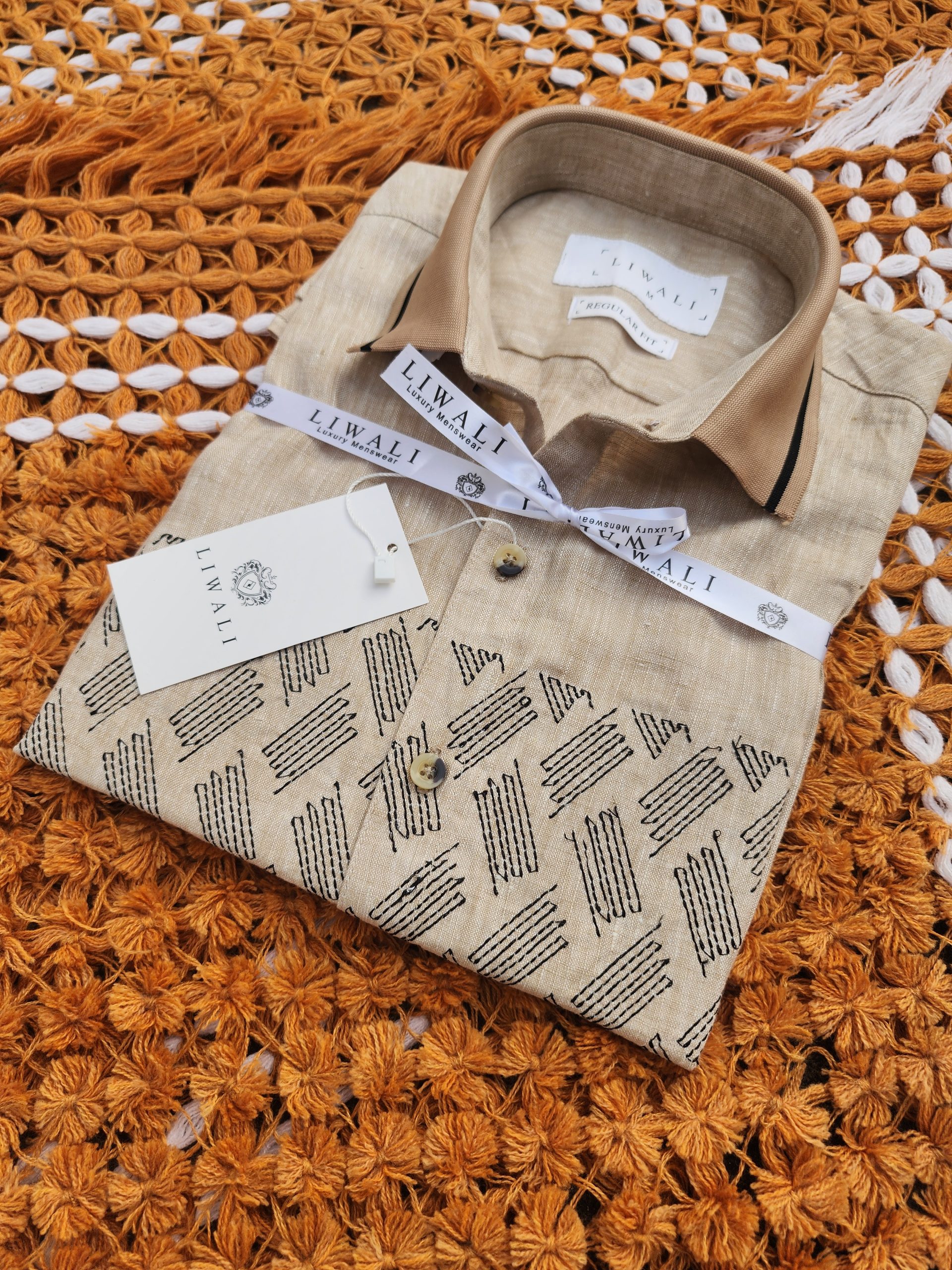EMB Linen Rimi Rib Half Shirt - Image 4