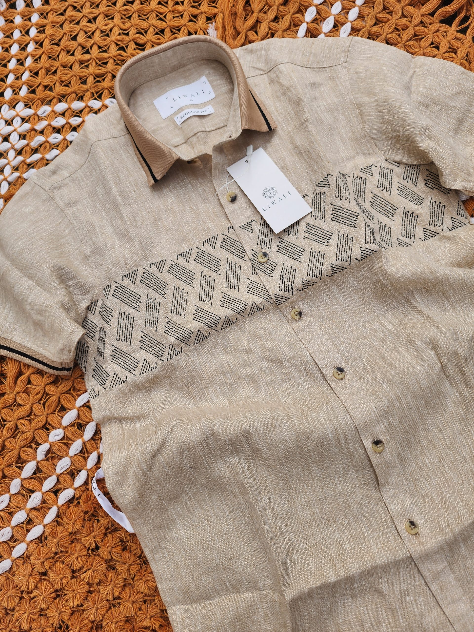 EMB Linen Rimi Rib Half Shirt - Image 9