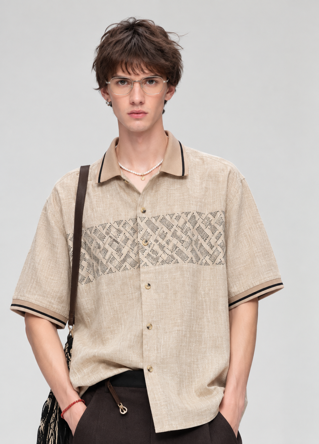 EMB Linen Rimi Rib Half Shirt - Image 3