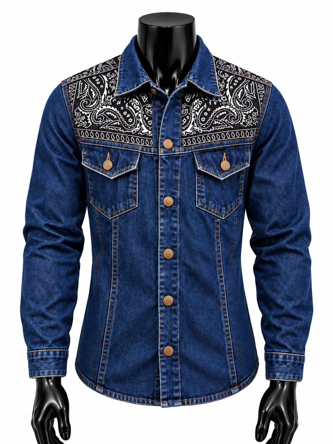 Premium Denim VJ Designer Full Sleeve Shirt – Blue