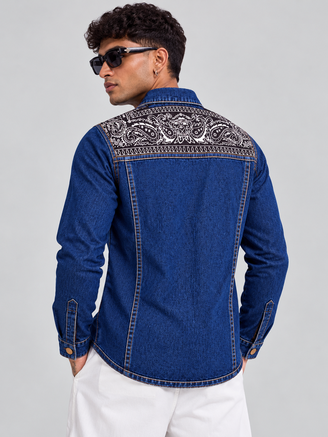 Premium Denim VJ Designer Full Sleeve Shirt – Blue - Image 5